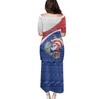 Personalized Cape Verde Christmas Family Matching Puletasi and Hawaiian Shirt Black Santa Clause With The Manatee - Wonder Print Shop