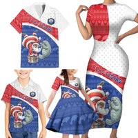Personalized Cape Verde Christmas Family Matching Short Sleeve Bodycon Dress and Hawaiian Shirt Black Santa Clause With The Manatee - Wonder Print Shop