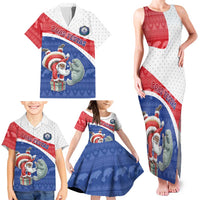 Personalized Cape Verde Christmas Family Matching Tank Maxi Dress and Hawaiian Shirt Black Santa Clause With The Manatee - Wonder Print Shop