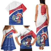Personalized Cape Verde Christmas Family Matching Tank Maxi Dress and Hawaiian Shirt Black Santa Clause With The Manatee - Wonder Print Shop
