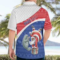Personalized Cape Verde Christmas Hawaiian Shirt Black Santa Clause With The Manatee - Wonder Print Shop