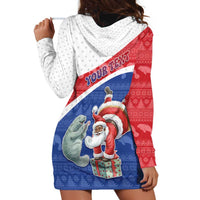 Personalized Cape Verde Christmas Hoodie Dress Black Santa Clause With The Manatee - Wonder Print Shop