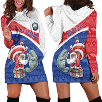 Personalized Cape Verde Christmas Hoodie Dress Black Santa Clause With The Manatee - Wonder Print Shop