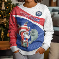 Personalized Cape Verde Christmas Kid Ugly Christmas Sweater The Santa Clause With The Manatee - Wonder Print Shop