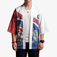 Personalized Cape Verde Christmas Kimono Black Santa Clause With The Manatee - Wonder Print Shop