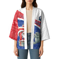 Personalized Cape Verde Christmas Kimono Black Santa Clause With The Manatee - Wonder Print Shop