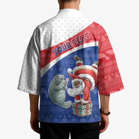 Personalized Cape Verde Christmas Kimono Black Santa Clause With The Manatee - Wonder Print Shop