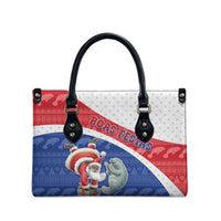Cape Verde Christmas Leather Bag Black Santa Clause With The Manatee - Wonder Print Shop