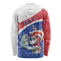 Personalized Cape Verde Christmas Long Sleeve Shirt Black Santa Clause With The Manatee - Wonder Print Shop