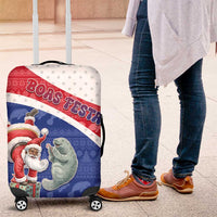 Cape Verde Christmas Luggage Cover Black Santa Clause With The Manatee - Wonder Print Shop