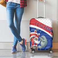 Cape Verde Christmas Luggage Cover Black Santa Clause With The Manatee - Wonder Print Shop