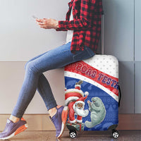 Cape Verde Christmas Luggage Cover Black Santa Clause With The Manatee - Wonder Print Shop