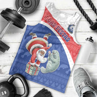 Personalized Cape Verde Christmas Men Tank Top Black Santa Clause With The Manatee - Wonder Print Shop