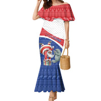 Personalized Cape Verde Christmas Mermaid Dress Black Santa Clause With The Manatee - Wonder Print Shop