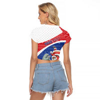 Personalized Cape Verde Christmas Raglan Cropped T Shirt Black Santa Clause With The Manatee - Wonder Print Shop