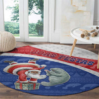 Cape Verde Christmas Round Carpet Black Santa Clause With The Manatee - Wonder Print Shop