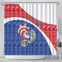 Cape Verde Christmas Shower Curtain Black Santa Clause With The Manatee - Wonder Print Shop