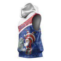 Personalized Cape Verde Christmas Sleeveless Hoodie Black Santa Clause With The Manatee - Wonder Print Shop
