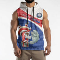 Personalized Cape Verde Christmas Sleeveless Hoodie Black Santa Clause With The Manatee - Wonder Print Shop