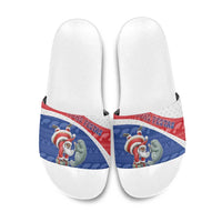 Cape Verde Christmas Slide Sandals Black Santa Clause With The Manatee - Wonder Print Shop