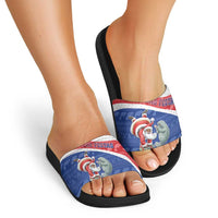 Cape Verde Christmas Slide Sandals Black Santa Clause With The Manatee - Wonder Print Shop