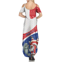 Personalized Cape Verde Christmas Summer Maxi Dress Black Santa Clause With The Manatee - Wonder Print Shop