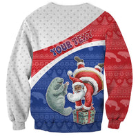 Personalized Cape Verde Christmas Sweatshirt Black Santa Clause With The Manatee - Wonder Print Shop