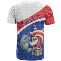 Personalized Cape Verde Christmas T Shirt Black Santa Clause With The Manatee - Wonder Print Shop