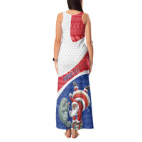 Personalized Cape Verde Christmas Tank Maxi Dress Black Santa Clause With The Manatee - Wonder Print Shop