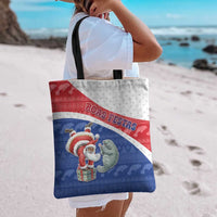 Cape Verde Christmas Tote Bag Black Santa Clause With The Manatee - Wonder Print Shop
