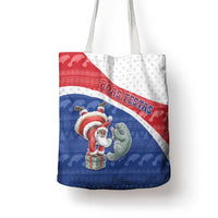 Cape Verde Christmas Tote Bag Black Santa Clause With The Manatee - Wonder Print Shop