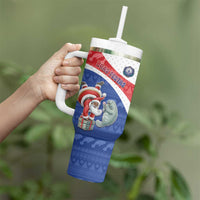 Personalized Cape Verde Christmas Tumbler With Handle Black Santa Clause With The Manatee - Wonder Print Shop