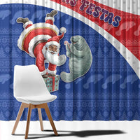 Cape Verde Christmas Window Curtain Black Santa Clause With The Manatee - Wonder Print Shop