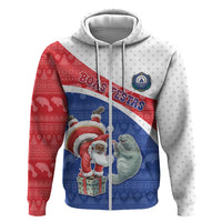 Personalized Cape Verde Christmas Zip Hoodie Black Santa Clause With The Manatee - Wonder Print Shop