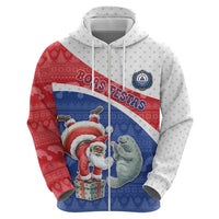 Personalized Cape Verde Christmas Zip Hoodie Black Santa Clause With The Manatee - Wonder Print Shop