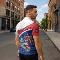 Personalized Cape Verde Christmas Zipper Polo Shirt Black Santa Clause With The Manatee - Wonder Print Shop