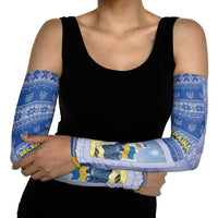 Ukraine Ded Moroz And Snegurochka Christmas Arm Sleeves With Wool Effect Patterns - Wonder Print Shop