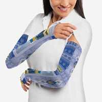 Ukraine Ded Moroz And Snegurochka Christmas Arm Sleeves With Wool Effect Patterns - Wonder Print Shop