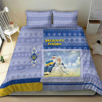 Ukraine Ded Moroz And Snegurochka Christmas Bedding Set With Wool Effect Patterns - Wonder Print Shop