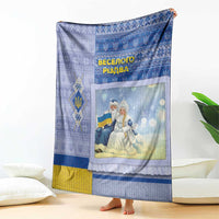 Ukraine Ded Moroz And Snegurochka Christmas Blanket With Wool Effect Patterns - Wonder Print Shop