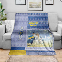 Ukraine Ded Moroz And Snegurochka Christmas Blanket With Wool Effect Patterns - Wonder Print Shop