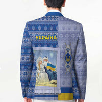 Ukraine Ded Moroz And Snegurochka Christmas Blazer With Wool Effect Patterns - Wonder Print Shop