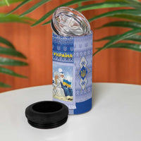 Ukraine Ded Moroz And Snegurochka Christmas 4 in 1 Can Cooler Tumbler With Wool Effect Patterns - Wonder Print Shop