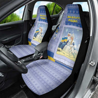 Ukraine Ded Moroz And Snegurochka Christmas Car Seat Cover With Wool Effect Patterns - Wonder Print Shop