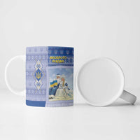 Ukraine Ded Moroz And Snegurochka Christmas Ceramic Mug With Wool Effect Patterns - Wonder Print Shop