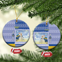 Ukraine Ded Moroz And Snegurochka Christmas Ceramic Ornament With Wool Effect Patterns - Wonder Print Shop