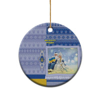 Ukraine Ded Moroz And Snegurochka Christmas Ceramic Ornament With Wool Effect Patterns - Wonder Print Shop