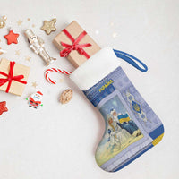Ukraine Ded Moroz And Snegurochka Christmas Stocking With Wool Effect Patterns - Wonder Print Shop