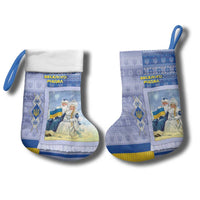 Ukraine Ded Moroz And Snegurochka Christmas Stocking With Wool Effect Patterns - Wonder Print Shop