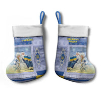 Ukraine Ded Moroz And Snegurochka Christmas Stocking With Wool Effect Patterns - Wonder Print Shop